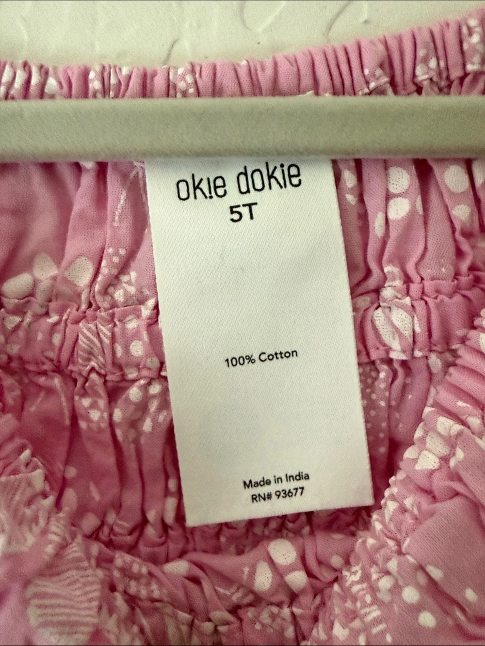 🦋 okie dokie Pink Dress with White Butterfly Print - 5T